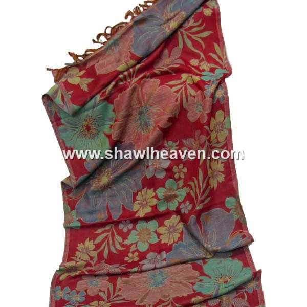 deep red oriental flower scarves shawl